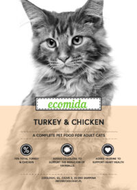 Ecomida Connoiseur Bez Zbóż Hypoallergenic Indyk, Kurczak 5 kg sucha karma Kot Dorosły, Sterylizowany, Kule włosowe