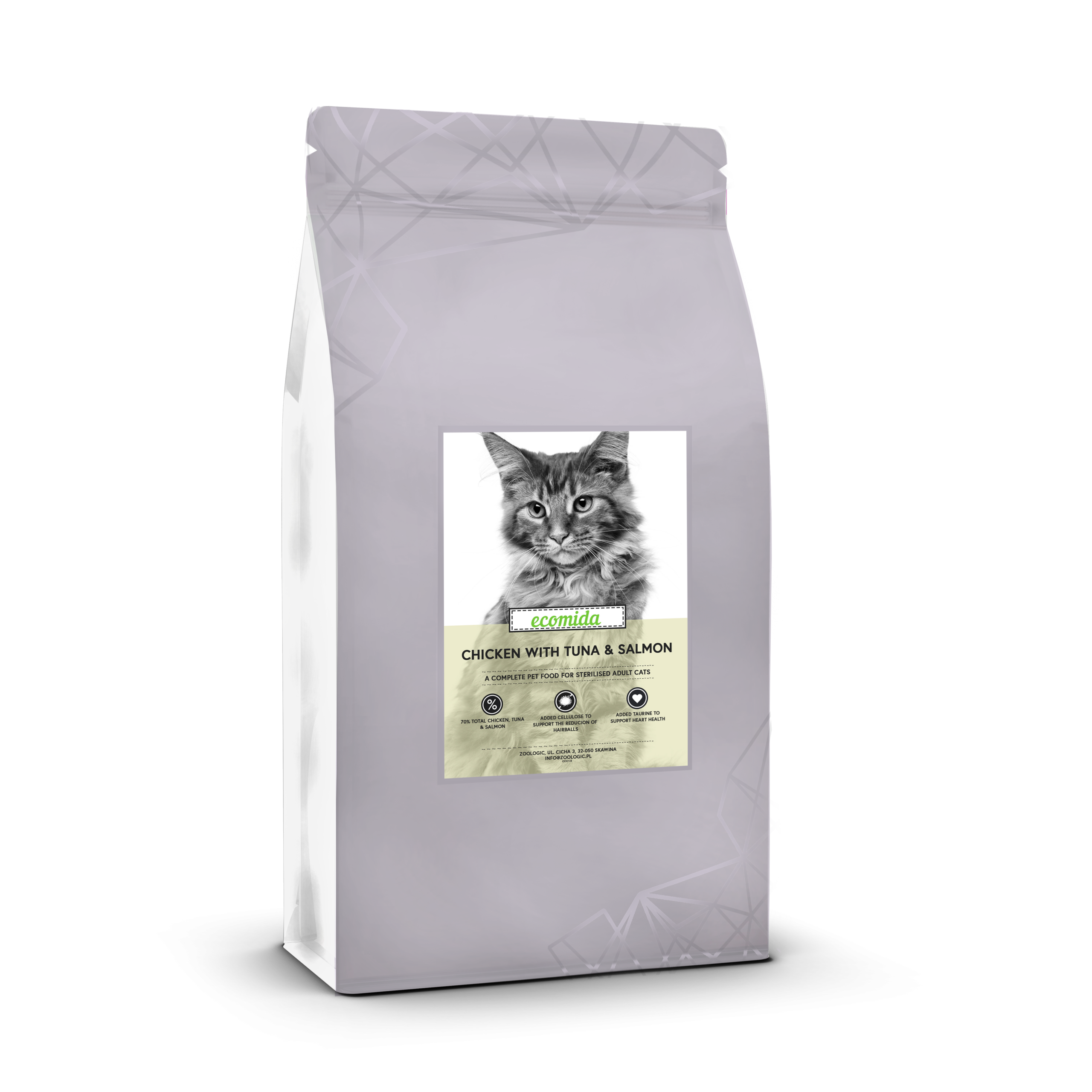Karma sucha KOT Sterylizowany Ecomida Connoisseur Kura Tuńczyk Łosoś 5 kg