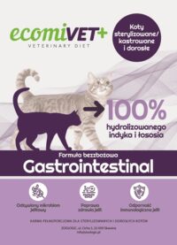 ecomiVET+ GASTROINTESTINAL 500g Bez Zbóż KOTY 100% hydrolizat Indyk Łosoś