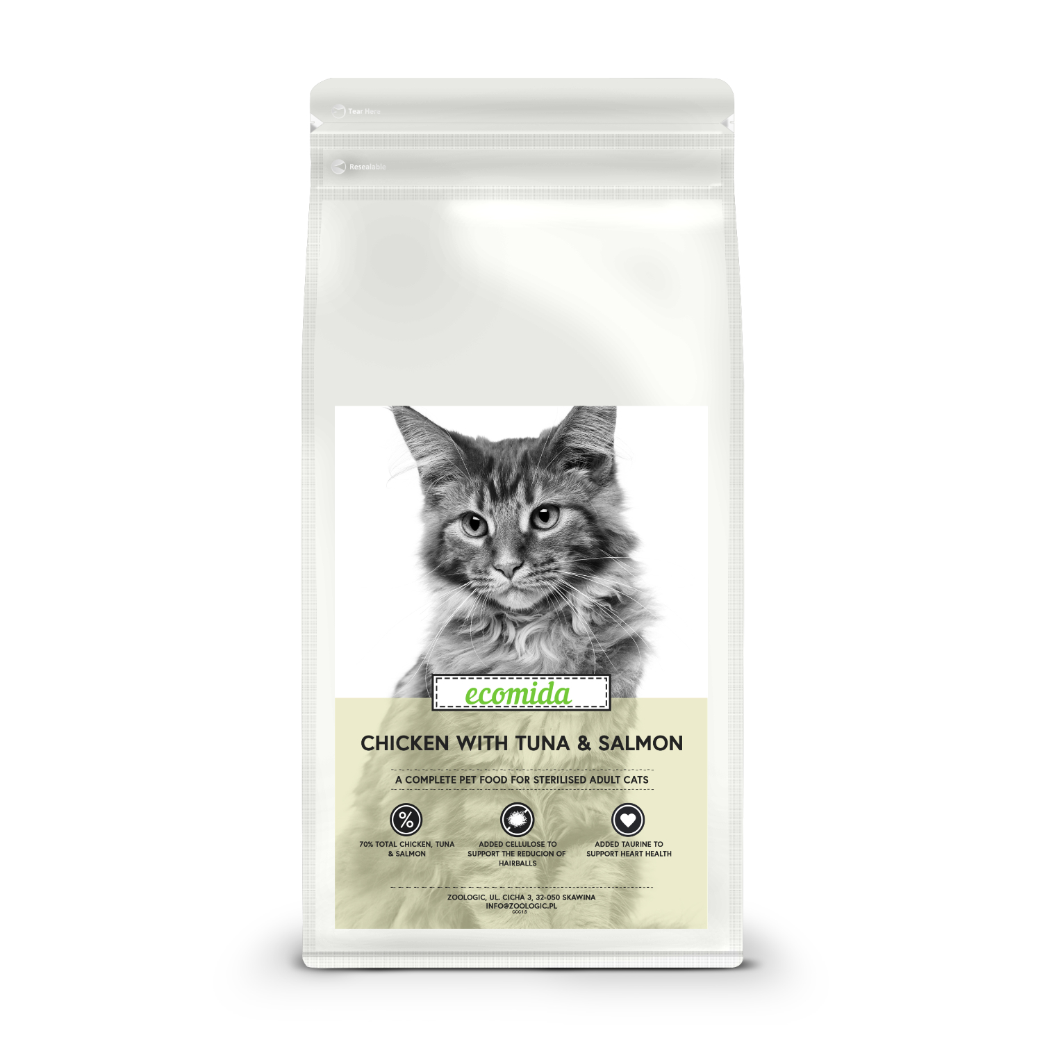 Ecomida Connoisseur Kurczak Tuńczyk Łosoś 500 g Kot dorosły, Sterylizowany