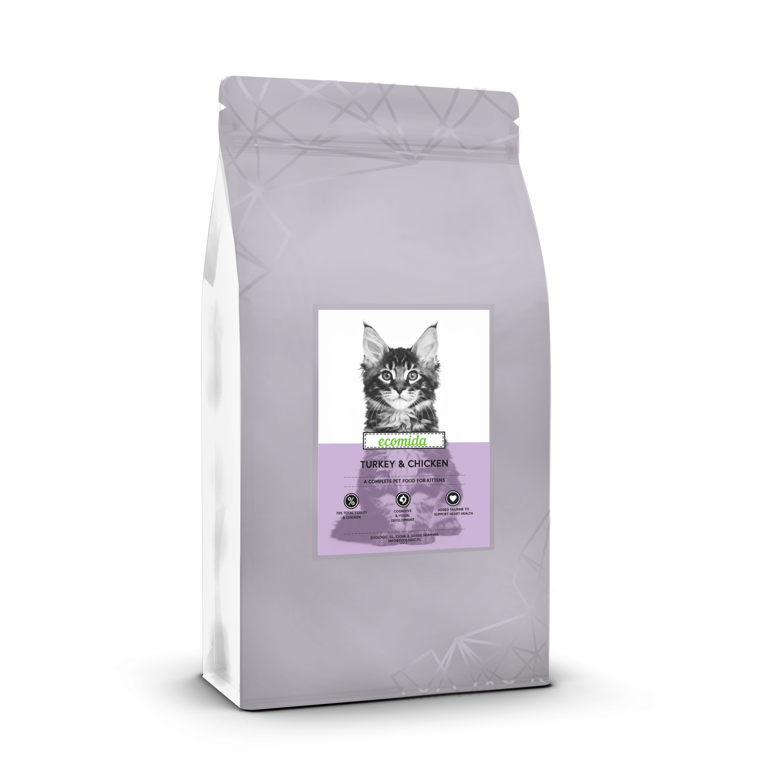 Sucha karma dla KOCIĄT Ecomida Connoisseur Bez Zbóż Indyk Kurczak 5 kg