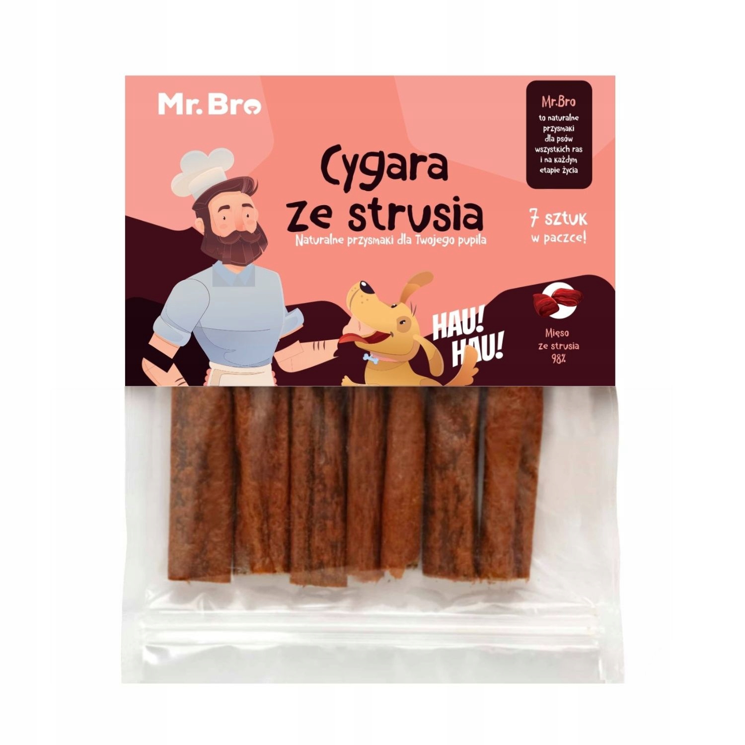 Mr. Bro Cygaro ze Strusia Przysmak dla psa  175 g (7szt) 98% mięsa