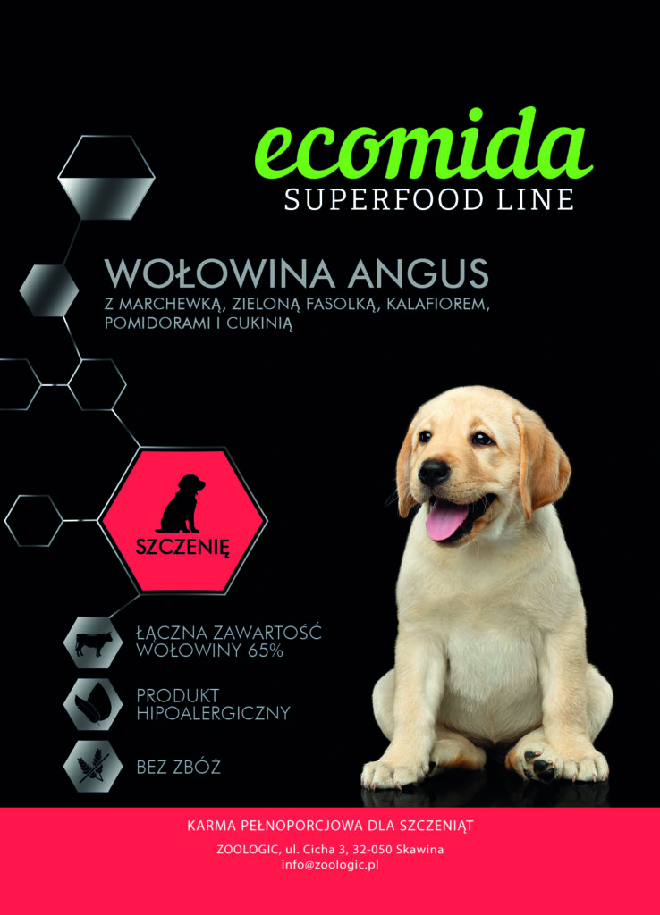 Ecomida Superfood 65 % Wołowina Angus, Szczenię 1 kg karma Bezzbożowa detal