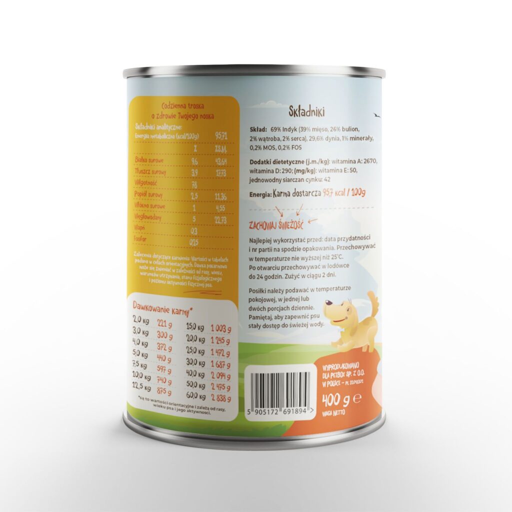 Mr. Bro LIGHT Indyk Dynia Prebiotyk 6x400g Niskotłuszczowa mokra karma PSY detal