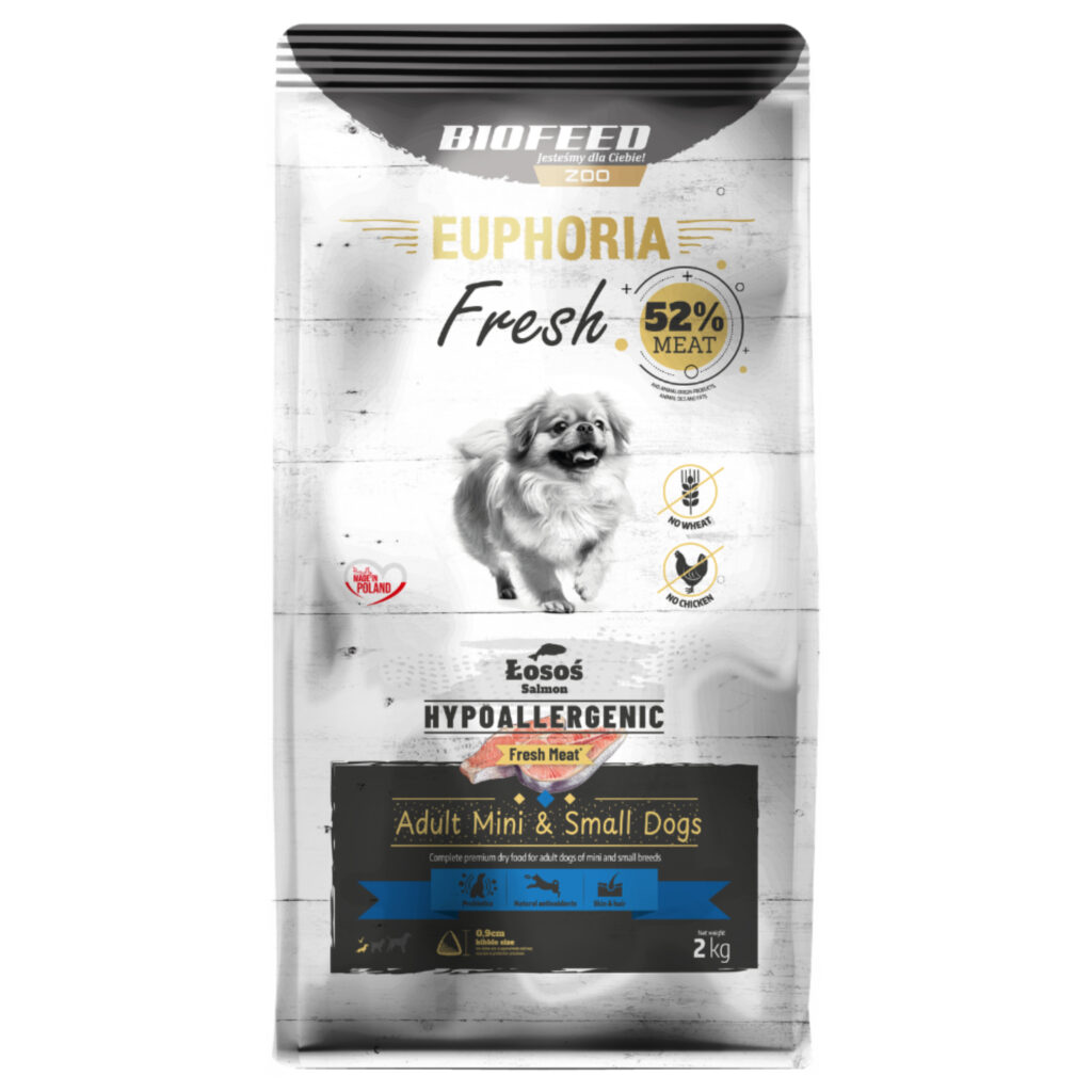 Karma Hipoalergiczna Biofeed 52% Mięsa Łosoś 2 kg dla ras małych Maltańczyk detal