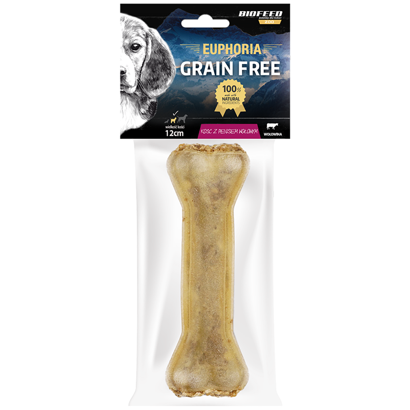 Euphoria Premium Bezzbożowa kość dla psa z penisem, żwaczem i wołowiną 12cm