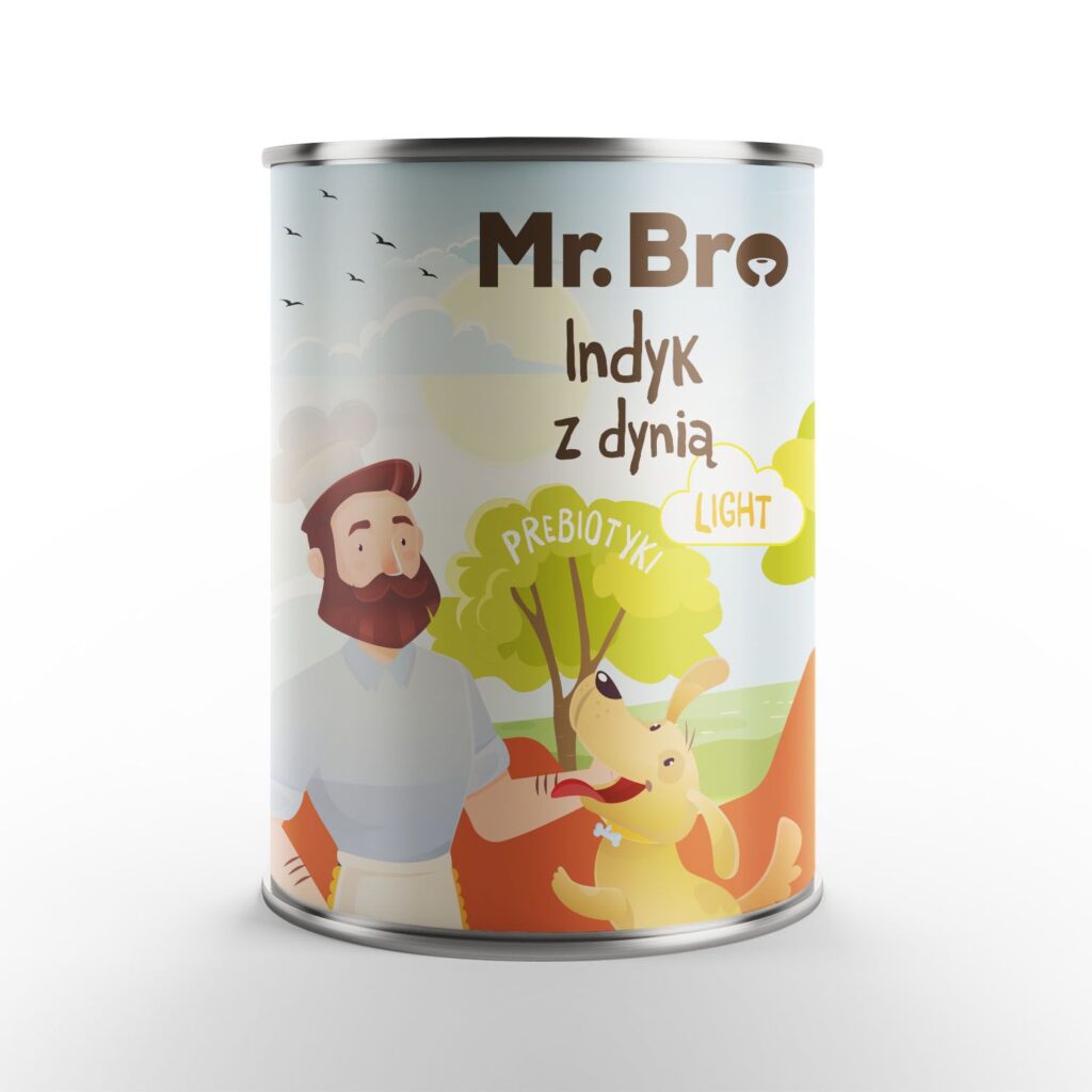 Mr. Bro LIGHT Indyk Dynia Prebiotyk 6x400g Niskotłuszczowa mokra karma PSY detal