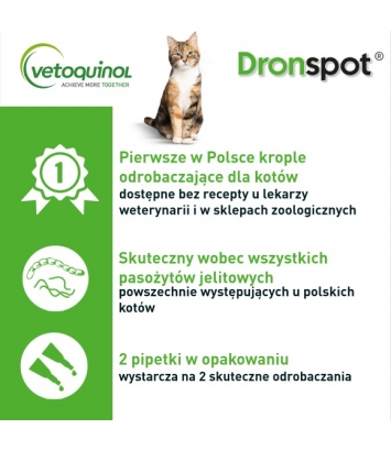 Dronspot 60 mg/15 mg roztwór do nakrapiania dla średnich kotów Odrobaczenie detal