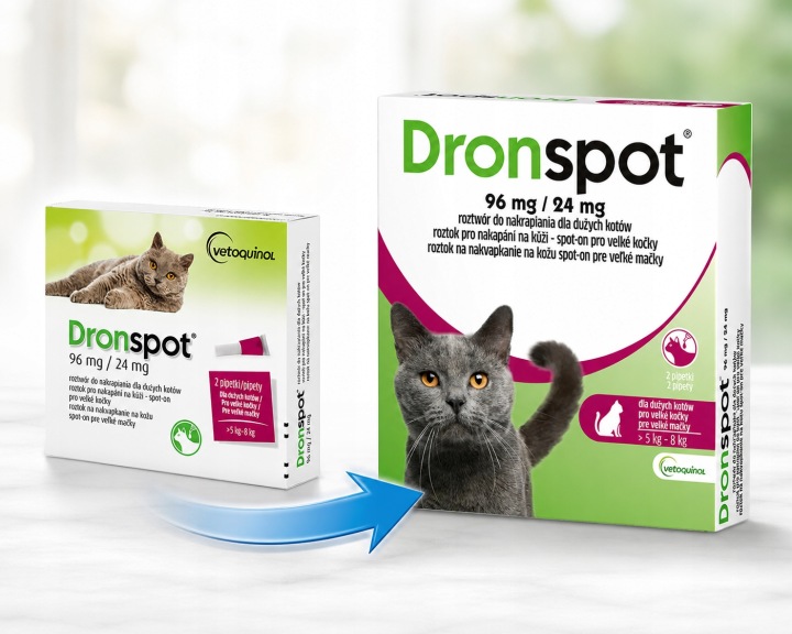 Dronspot 96 mg/24 mg roztwór do nakrapiania dla dużych kotów Odrobaczenie detal