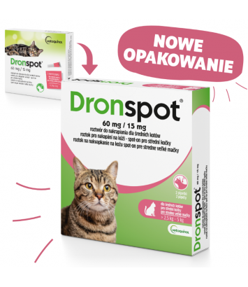 Dronspot 60 mg/15 mg roztwór do nakrapiania dla średnich kotów Odrobaczenie detal