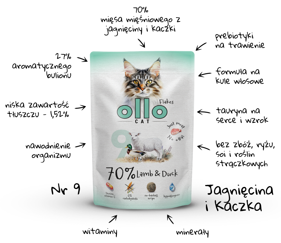 Ollo Hipoalergiczna Mokra Karma dla kota Jagnięcina i Kaczka 85g nr. 9 detal